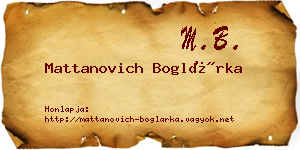 Mattanovich Boglárka névjegykártya